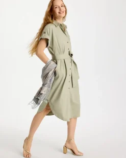 Dolman Tie Hemp Denim Shirtdress