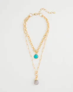 Double-Strand Blue Pendant Necklace