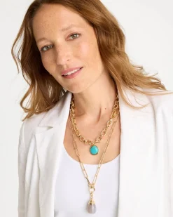 Double-Strand Blue Pendant Necklace