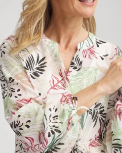 Drawstring Crinkle Chiffon Blouse
