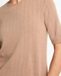 Ella Crewneck Pointelle Pullover Sweater