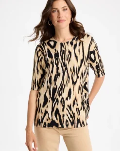 Ella Ikat Print Short-Sleeve Sweater