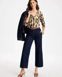 Ella Ikat Print V-Neck Pullover Sweater