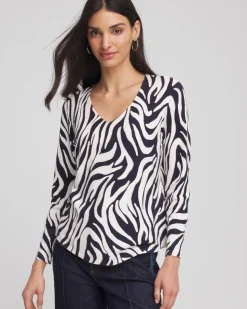 Ella Zebra V-Neck Pullover Sweater
