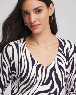 Ella Zebra V-Neck Pullover Sweater