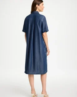 Embellished Denim Knee Length Dress