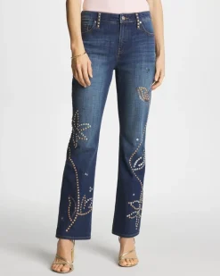 Embellished Girlfriend Cropped Flared Jeans