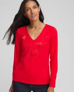 Embellished Heart V-Neck Tee