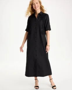 Embellished Linen-Cotton Shirtdress
