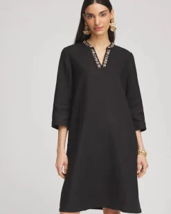 Embellished Linen Kurta Dress