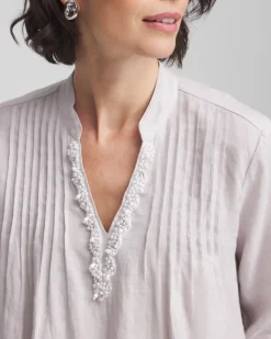 Embellished Linen Kurta Tunic