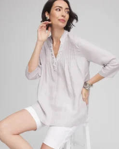 Embellished Linen Kurta Tunic