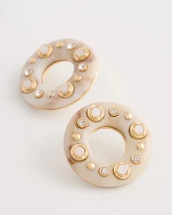 Embellished Neutral Stud Earrings