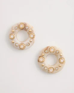 Embellished Neutral Stud Earrings