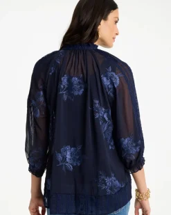 Embellished Splitneck Blouse