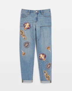 Embellished Vintage Boyfriend Crop Jeans