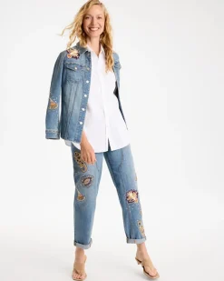 Embellished Vintage Boyfriend Crop Jeans