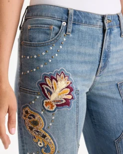 Embellished Vintage Boyfriend Crop Jeans