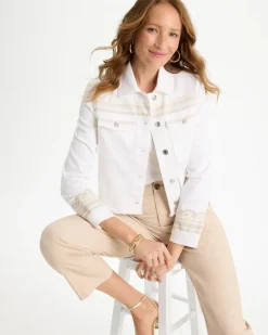 Embroidered Cropped Denim Trucker Jacket