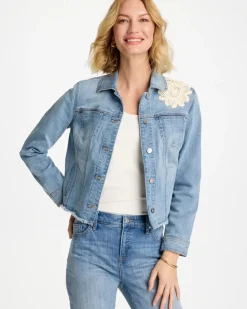 Embroidered Frayed Denim Trucker Jacket