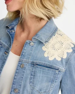 Embroidered Frayed Denim Trucker Jacket