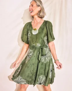 Embroidered Jacquard Belted Dress