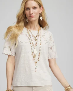 Embroidered Lace Linen Tee