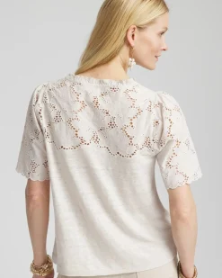 Embroidered Lace Linen Tee