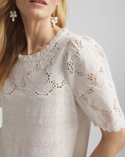 Embroidered Lace Linen Tee