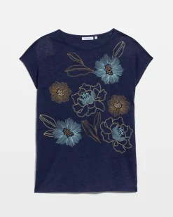 Embroidered Linen Dolman Tee