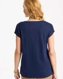 Embroidered Linen Dolman Tee
