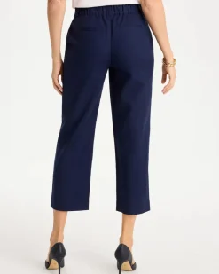 Embroidered Linen Fly Front Pants
