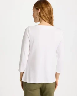 Embroidered Pima 3/4 Sleeve Tee