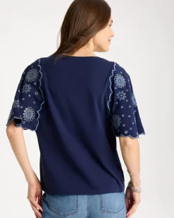 Embroidered Scallop Tee