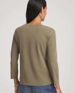 Embroidered 3/4 Sleeve Perfect Tee
