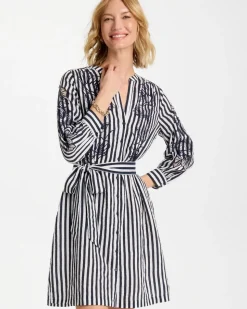 Embroidered Striped Dress