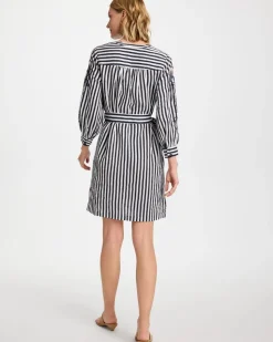 Embroidered Striped Dress