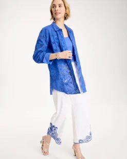 Embroidered Trapunto-Trim Tunic
