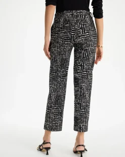 Emme Fly Front Straight Printed Crop Pants