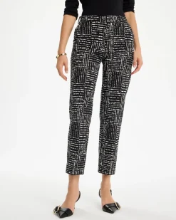 Emme Fly Front Straight Printed Crop Pants