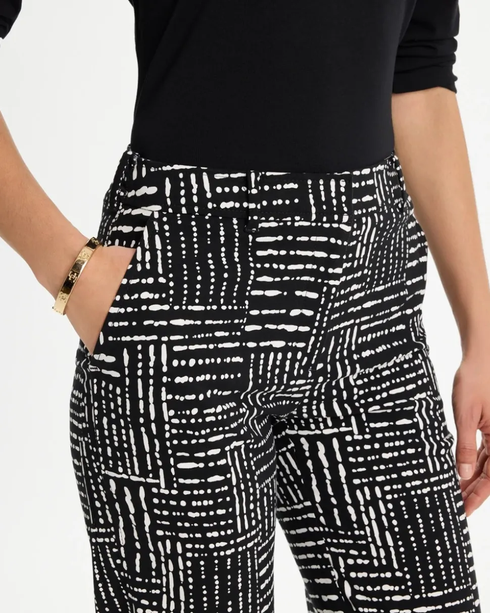 Emme Fly Front Straight Printed Crop Pants