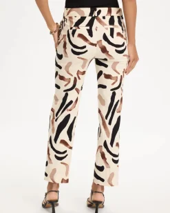 Emme Slim Island Print Straight Crop Pants