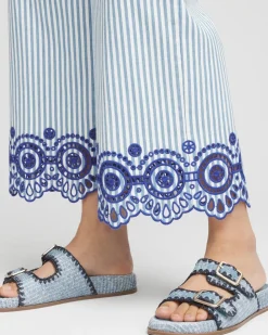 Eyelet High-Rise Wide Cropped Jeans