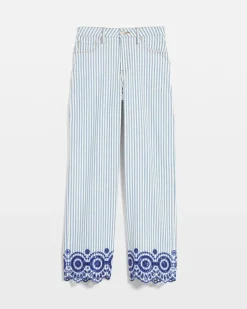 Eyelet High-Rise Wide Cropped Jeans