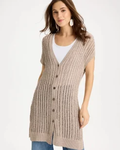 Faucet V-Neck Long Cardigan Vest