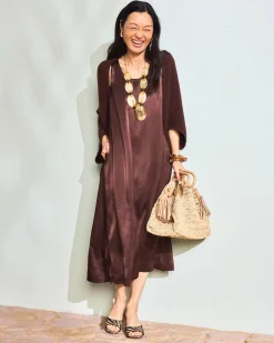 Faux Satin Sleeveless Dress