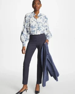 Faux Silk Mockneck Blouse