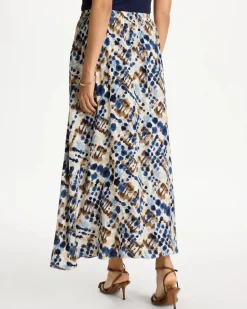 Faux Silk Printed Maxi Skirt