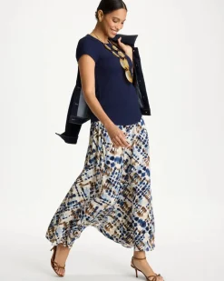 Faux Silk Printed Maxi Skirt