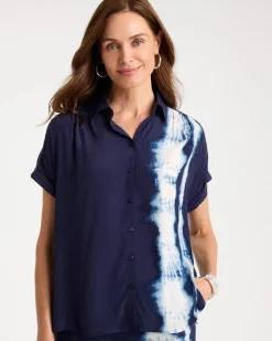 Faux Silk Tie-Dye Colorblock Top